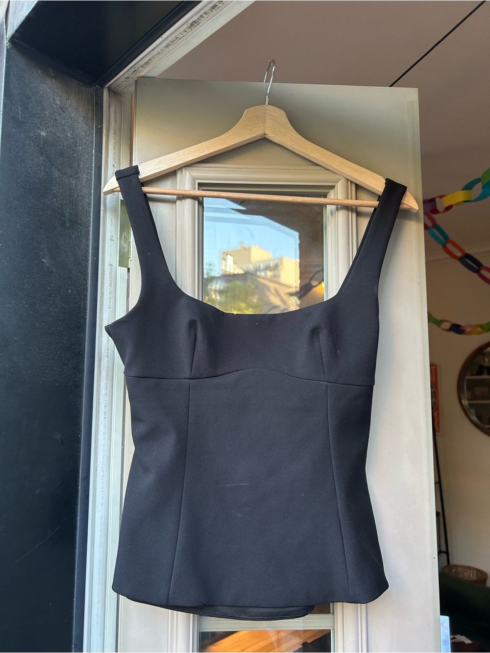 Zara Black Strapless-Look Square Neck Top